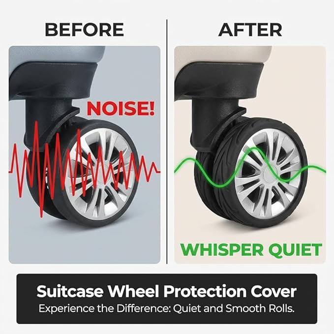 10 Pcs Luggage Wheel Covers for Suitcase, 8+2 Bonus Spares Anti-Noise Silicone Spinner Wheel Protectors, Fits 2-2.4 Inch Double Wheels, Wear-Resistant Quiet Travel Accessories (Blue)