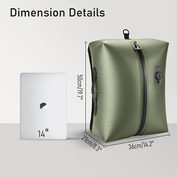 VJI Reusable Vacuum Bag for Travel, IPX8 Waterproof Compression Storage Bag for Luggage and Closet, Space Saving and Leakproof Packing Organizer (Green, With pump)