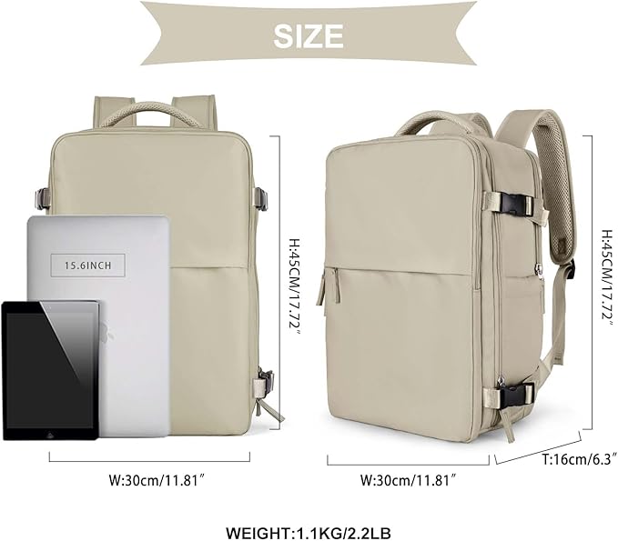 coowoz Carry On Backpack Women Men Travel Backpack Airline Approved Laptop Backpack Sport Rucksack, B-khaki, L, Rucksack