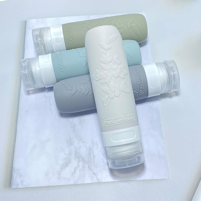 Silicone Travel Bottles for Toiletries, TSA Approved Leak-Proof Toiletry Containers for Airplane & Vacation
