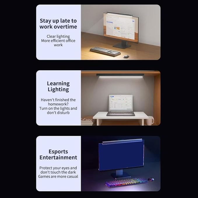 Computer Monitor Lamp, Eye Care Anti Glare Computer Lights Bar, 3 Color Temperature Dimmable Office Desk Lamp for Working