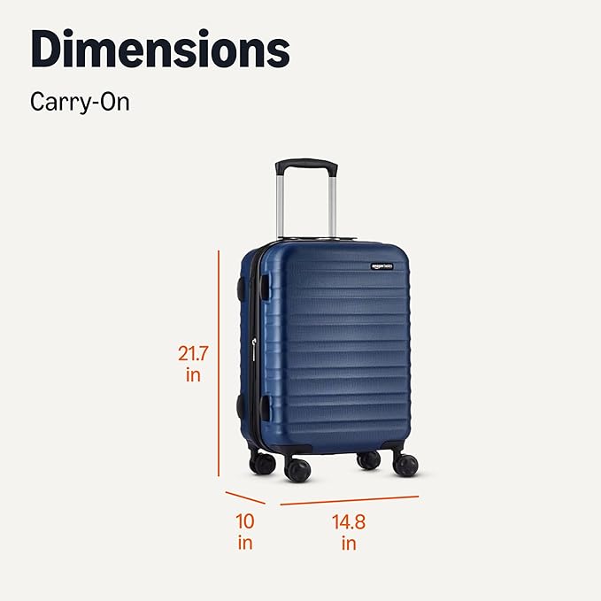 Amazon Basics 21" Hardside Carry-On Luggage with Multi-directional Wheels, Expandable for Up to 25% More Space, Scratch-Resistant Surface, Organized Interior, Navy Blue