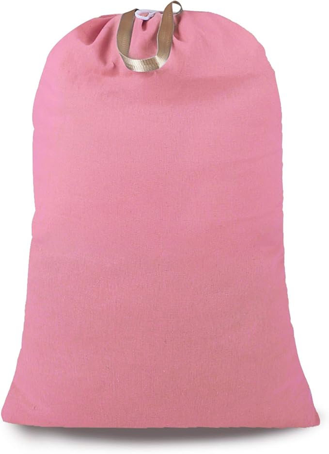 Heavy Duty Laundry Bag with Drawstring and Handle, Extra Large Travel Dirty Clothes Bag for Laundromat and Household, Durable Rip-Stop Laundry Hamper Liner, 28 x 40 Inch by SANFERGE, Pink