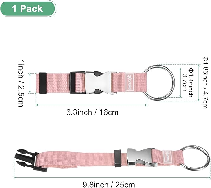 M METERXITY 1-Pack Add A Bag Luggage Strap, Adjustable Suitcase Belt for Connecting Luggage/Backpack/Jacket, Carry Strap with Ring Buckle [Pink]