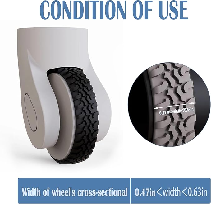 Waterproof Luggage Wheel Covers - 8 Pcs Super Sticky Protector, Anti-Shedding, Silent Noise Reduction, Shock Absorbing Caster Cover for Carry-On (Black)