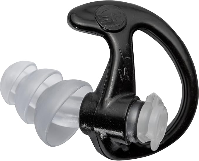 SureFire EP4 Sonic Defenders Plus Filtered Earplugs, Triple flanged Design, Reusable, Black, Medium