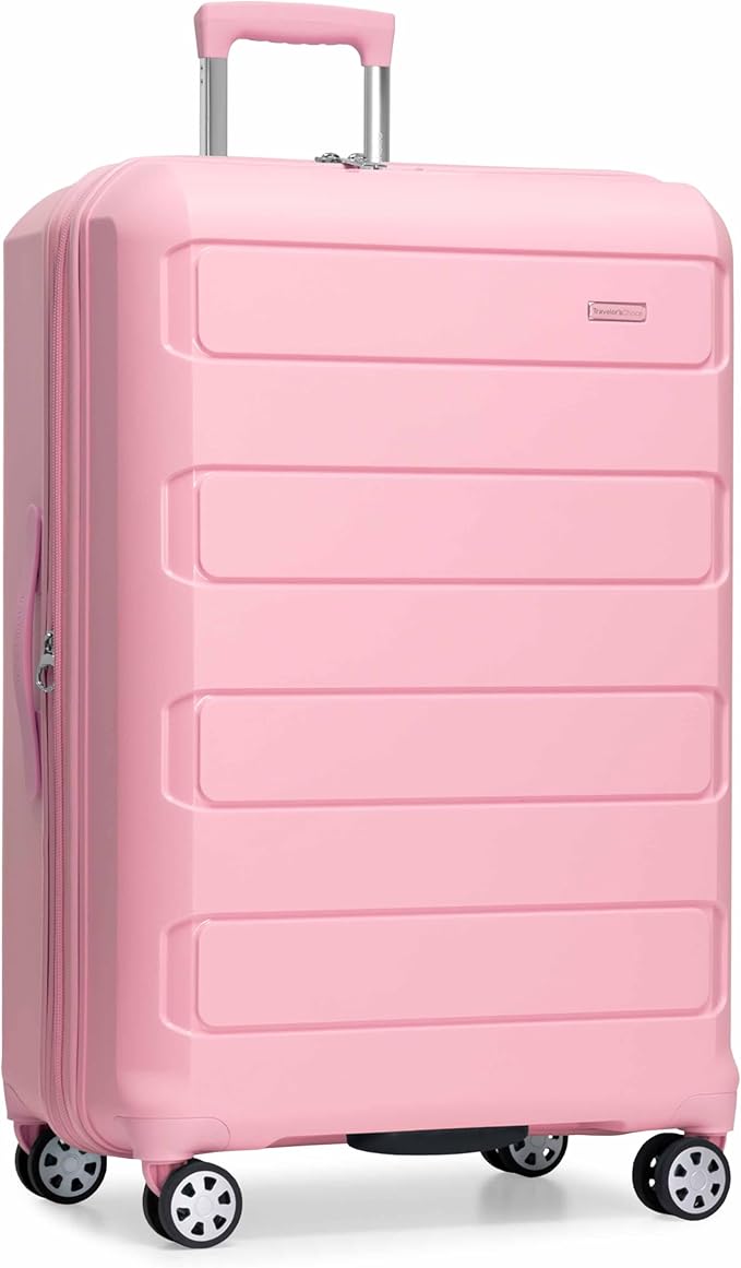 Traveler's Choice Pagosa Hardshell Expandable Luggage with Spinner Wheels, Pink, 30-Inch Large