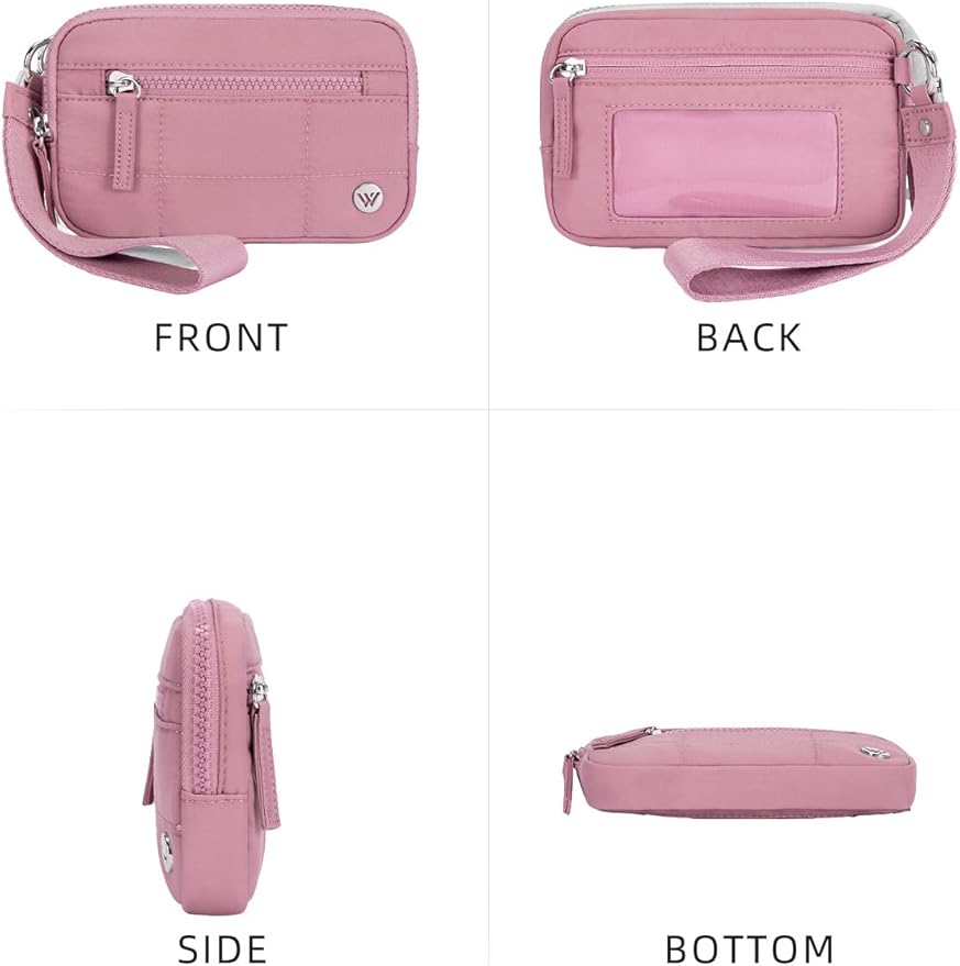 WESTBRONCO Wristlet Wallets for Women – RFID Blocking Quilted Nylon Phone Wallet, Card Holder Purse for Travel & Everyday Use
