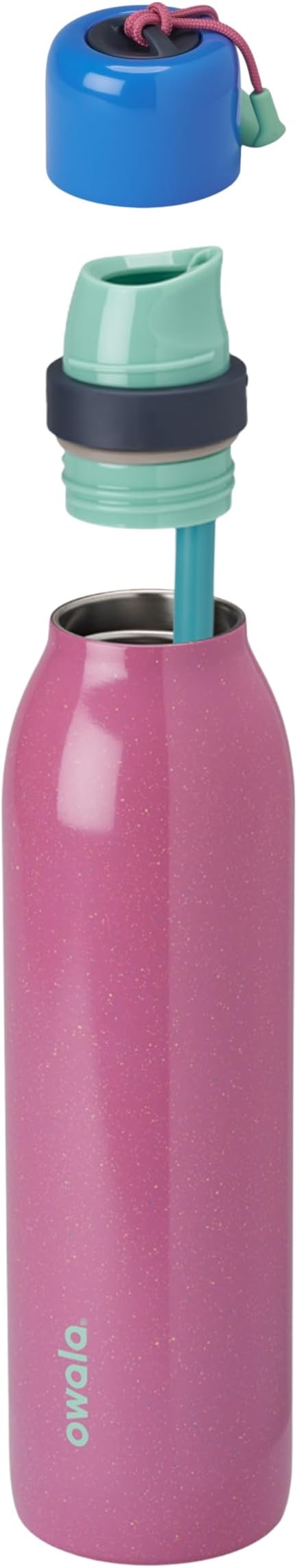 Owala FreeSip Twist Insulated Stainless Steel Water Bottle with Straw for Sports and Travel, BPA-Free, 24-oz, Bubble Gum