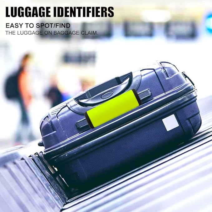 Luggage Handle Wrap 6 Pack-Neoprene Luggage Handle Wraps for Suitcase/Beach Bag/Backpacks Bright Suitcase Identifiers Travel Accessories for Airplane (Neon Yellow)