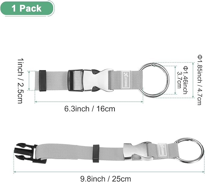 M METERXITY 1-Pack Add A Bag Luggage Strap, Adjustable Suitcase Belt for Connecting Luggage/Backpack/Jacket, Carry Strap with Ring Buckle [Gray]