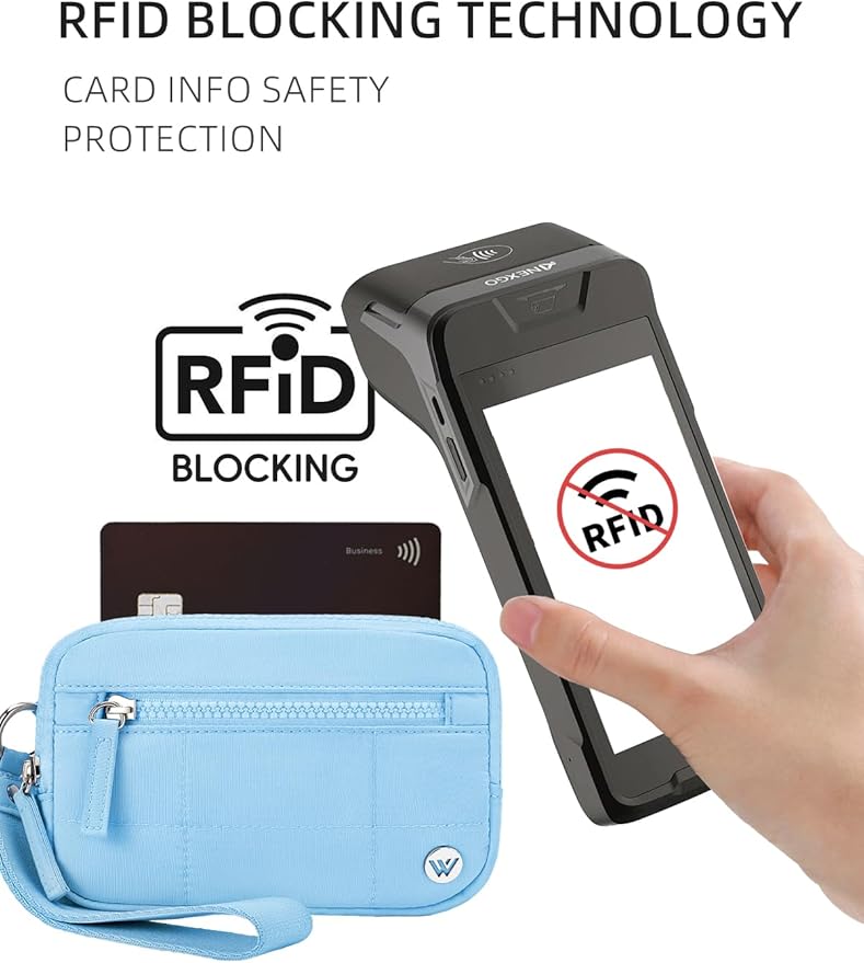WESTBRONCO Wristlet Wallets for Women – RFID Blocking Quilted Nylon Phone Wallet, Card Holder Purse for Travel & Everyday Use
