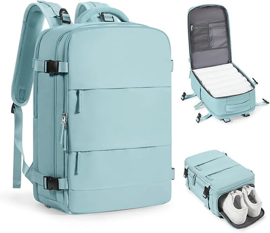 coofay Travel Backpack Carry On Flight Approved Personal Item Travel Bag Carry On Backpack For Airplanes Personal Item Bag 18x14x8 Inches Backpack for Traveling on Airplane Blue