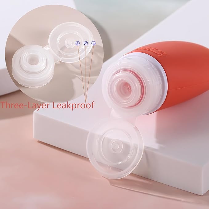 Leak Proof Silicone Travel Bottles,4 Pack 3.4oz Liquid Squeezable Refillable Portable Accessories/Cosmetic Containers,BPA Free,Travel Size Bottles for Toiletries Shampoo Conditioner Lotion