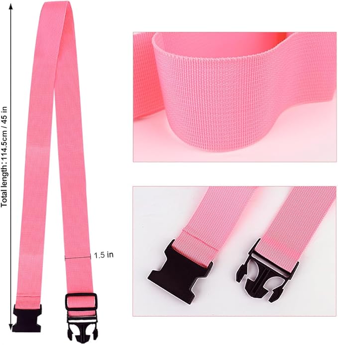 2Pack Luggage Straps for Suitcases, Travel Connector for Carry On Bag, Add Bag to Connect Two Suitcases, Adjustable Belt Attachment Accessories for Connect Your 3 Luggages, Pink