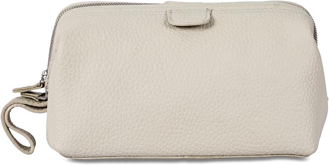 KomalC Premium Buffalo Leather Toiletry Bag for Men & Women With Water resistant Lining, Grooming Travel Pouch, Unisex Wash Bag for Toiletries, Gifts for Men and Women