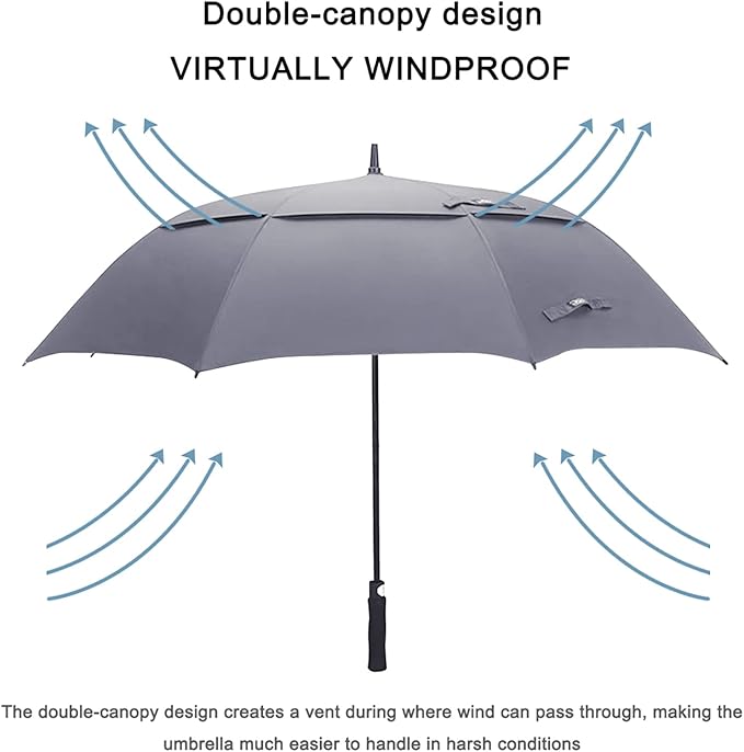 G4Free 47/54/62/68/72 Inch Automatic Open Golf Umbrella Oversize Extra Large Double Canopy Vented Windproof Waterproof Stick Umbrellas
