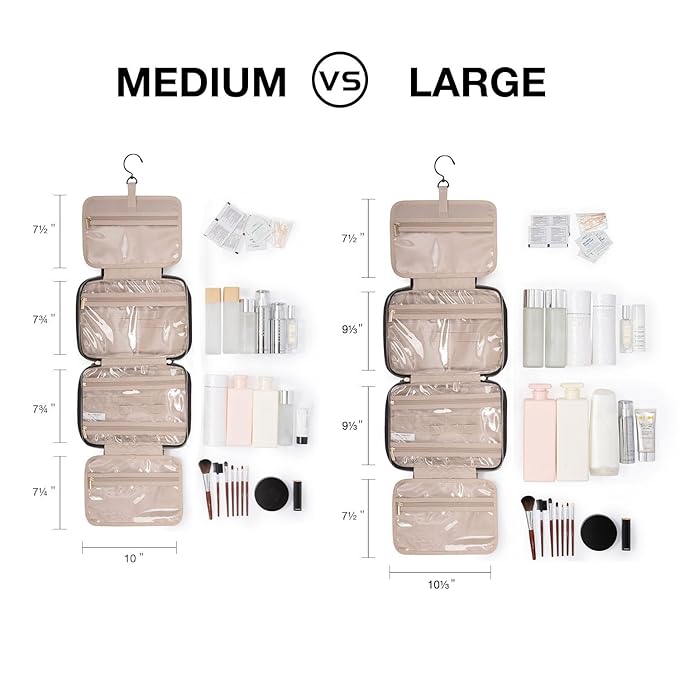 BAGSMART Toiletry Bag Travel Bag with Hanging Hook, Water-resistant Makeup Cosmetic Bag Travel Organizer for Accessories, Shampoo, Full-size Container, Toiletries (Green Checkerboard, Medium)