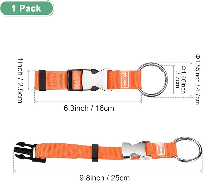 M METERXITY 1-Pack Add A Bag Luggage Strap, Adjustable Suitcase Belt for Connecting Luggage/Backpack/Jacket, Carry Strap with Ring Buckle [Orange]