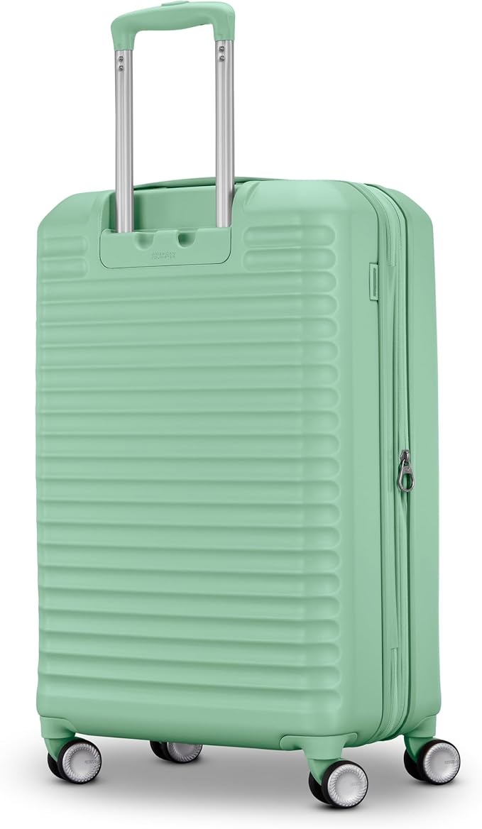 American Tourister Stratum 3.0 Medium 24-Inch Spinner, Airline Approved, Durable Hardside Luggage, Expands 1.5", RightHeight™ Adjustable Handle, Surrel Green
