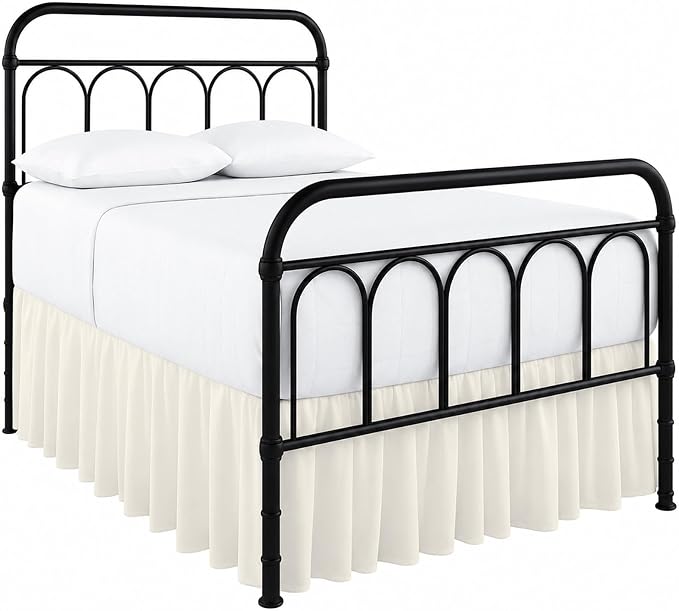 Ruffled Bed Skirt with Split Corners-Dust Ruffle - 12" Drop 100% Microfiber Soft,Sheen & Luxurious Look - Bed Skirts (Ivory -Full)