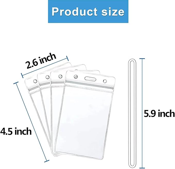 50 Pcs Clear Luggage Tags Bag Tags Holder Identification ID Card Badge Holder with 50 Pcs Clear Luggage Tag Loop Straps for Business Travel and Office Supplies
