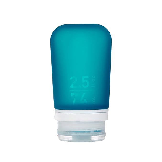 humangear GoToob+ (Medium) | Refillable Silicone Travel Bottle | Locking Lid | Food-Safe Material | Teal, Medium (2.5 fl.oz.; 74ml)