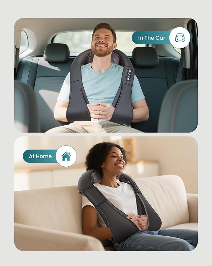 Snailax Shiatsu Back Neck Massager with Heat, Neck Shoulder Massager, Deep Kneading Massager Gifts for Mom, Dad, Mothers Day,Gifts Christmas Presents for Her,Him