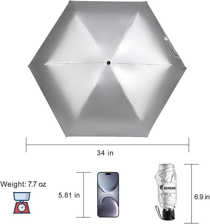 GAOYAING Compact Travel Umbrella with Case Sun&Rain Lightweight Small and Compact Suit for Pocket