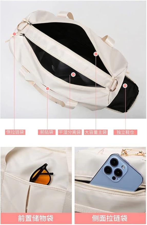 Men and Women's Travel Bag With Shoe Compartment Sports Tote Gym Bag Weekender Overnight Shoulder Bag