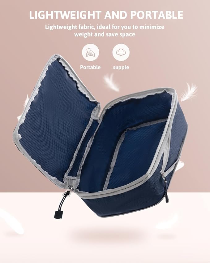 Meowoo 7 Set Compression Packing Cubes for Travel, Durable Ripstop Mesh Suitcase Organizer with Shoe Bag, Ultralight & Expandable Space Saver Travel Cubes