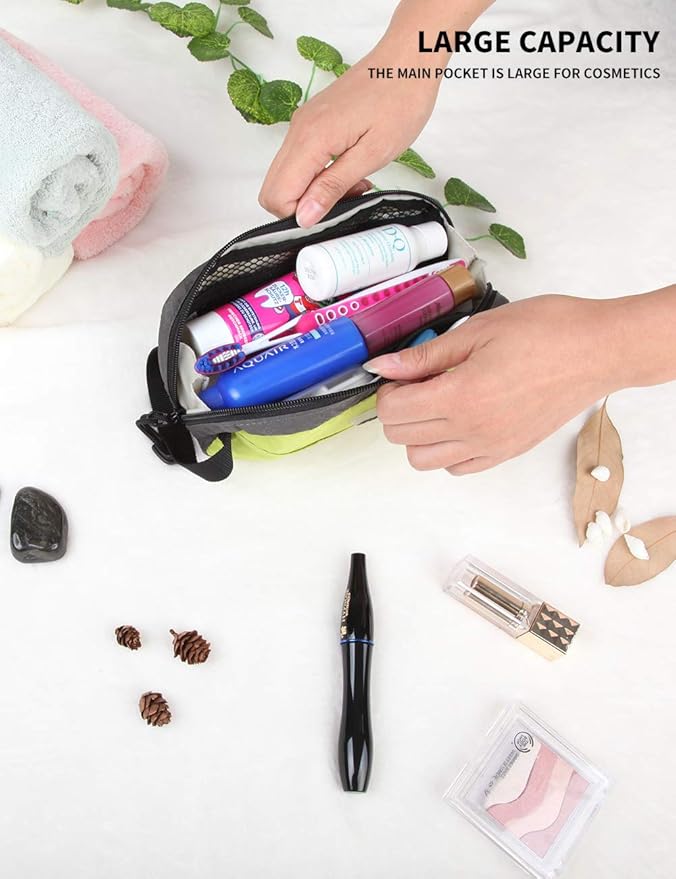 GOX Travel Small Toiletry Bag for Men Nylon Dopp Kit Medicine Bag Travel Organizer Pouch Shave Kits for Teens Toiletry Essentials Bathroom Compact (Green, 7.9 * 3.7 * 2 Inches)
