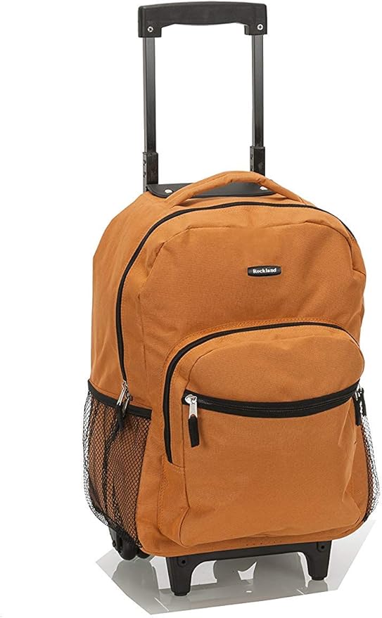Rockland Double Handle Rolling Backpack, Orange, 17"