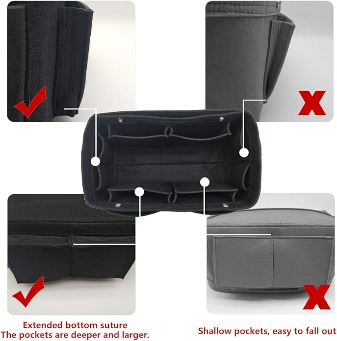 LEXSION Felt Purse Organizer Insert - Multi Pocket Bag in Bag Organizer Shaper