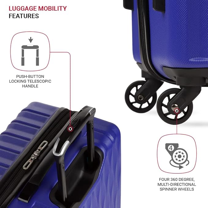SwissGear 8018 Expandable Luggage, Hard Shell Medium Luggage with Spinner Wheels