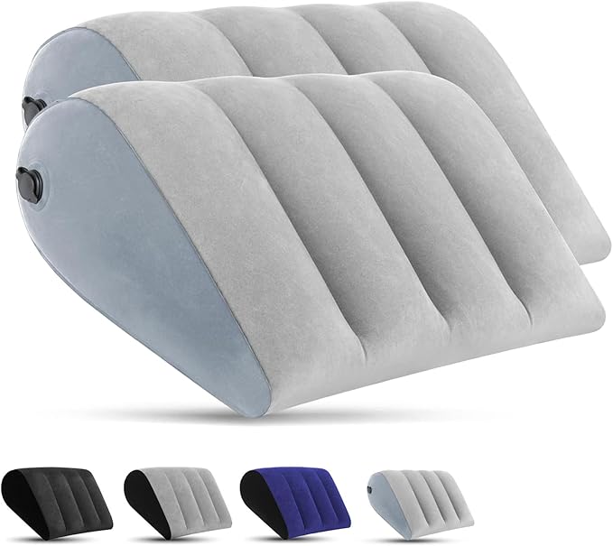 TheClover Inflatable Wedge Pillow for Acid Reflux & Snoring - 2PCS Adjustable Height Bed Wedge Pillow, Portable PVC Adult Pillow for Sleeping, Travel, Post Surgery Recovery, Back, Leg & Body Support