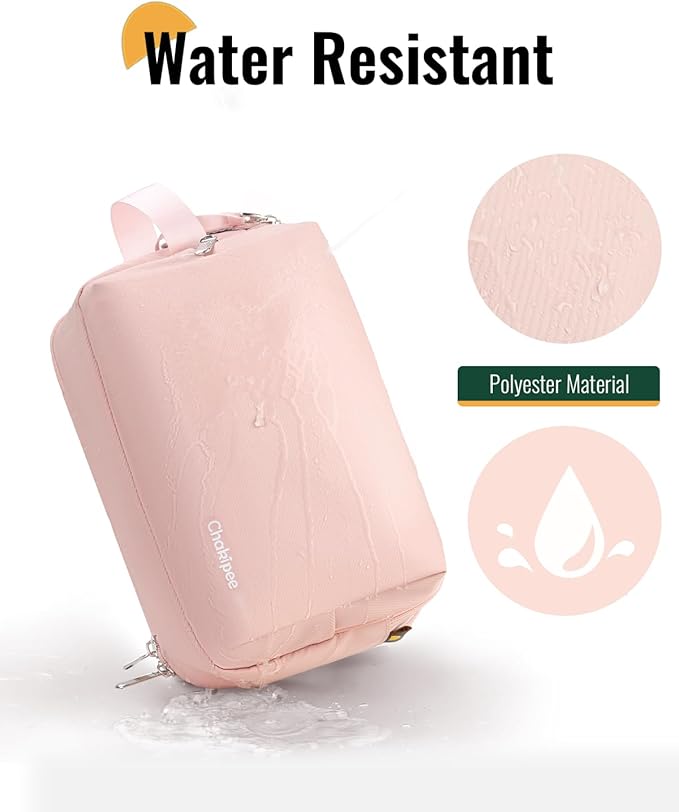 Toiletry Bag for Women - Travel Toiletries Organizer Dopp Kit Water Resistant Cosmetic Bag for Toiletry Accessories, Lightweight Pink Toiletries Bags with Zippers, Bathroom Essentials