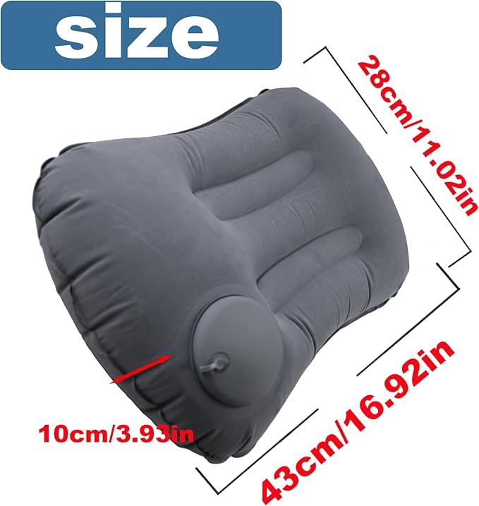 2 Pack 17 in Ultralight Inflatable Pillow Travel Pillow,Camping Pillow for Neck & Lumbar Support,Beach,Camping,Traveling,Hiking,Napping,Desk Rest(Gray)