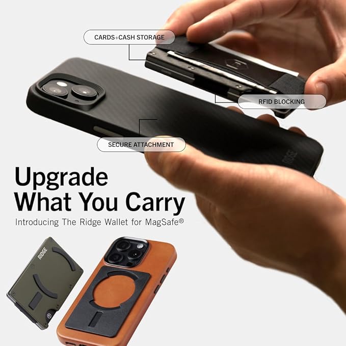 Ridge Wallet for Men - Slim Minimalist Compact Wallet and Card Holder, RFID Protected Front Pocket Wallets for Men with Integrated Cash Strap