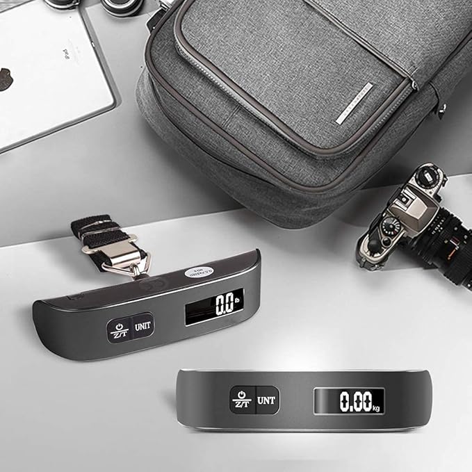 travel inspira Luggage Scale, Portable Digital Hanging Baggage Scale for Travel, Suitcase Weight Scale with Rubber Paint, 110 Pounds, Battery Included