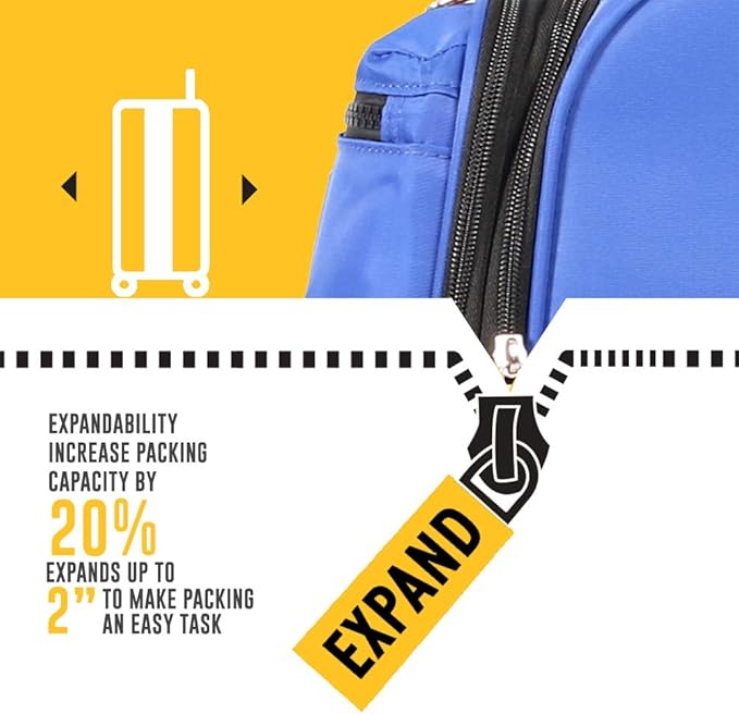 LUCAS Ultra Lightweight Carry On - Expandable Softside 20 Inch Luggage - Small Rolling Bag Fits Most Airline Compartments - Durable 8-Spinner Wheels Suitcase (Royal Blue)