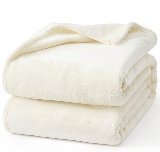 Hansleep Fleece Blanket Twin Size Beige, Soft Cozy Twin Blanket, Fuzzy Flannel Blanket for Bed, Sofa, Couch, Travel, Camping, Beige, 60x80 Inches