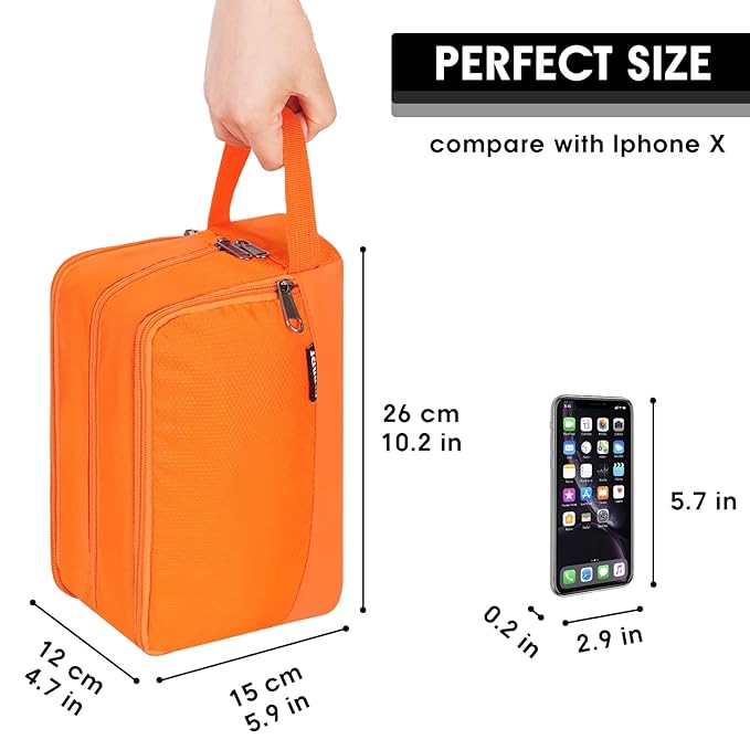 Toiletry Bag for Men Hanging Dopp Kit Water Resistant Shaving Bag Small Toiletry Bag for Traveling (Pure Orange)