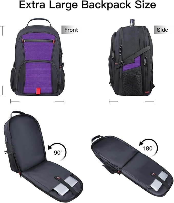 Travel Backpack, 18.4 Inch Laptop Backpacks for Men Women, 55L Anti Theft Water Resistant College Bussiness TSA Airline Approved Work Computer Backpack, Purple