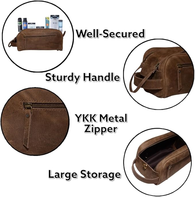 Premium Buffalo Leather Unisex Toiletry Bag/Leather Travel Kit