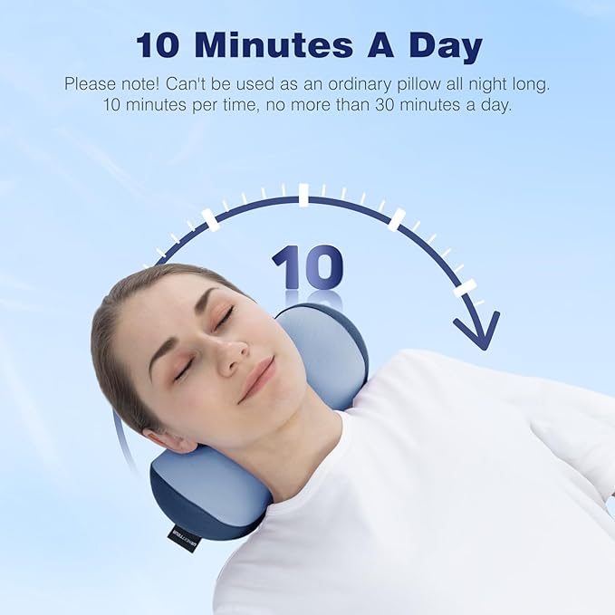Neck Cervical Pillow Cervical Traction Device Lumbar Support Memory Foam Roll Pillow Muscle Relief Shoulder Pain Relaxer Blue