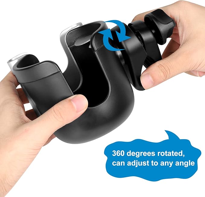 Accmor Stroller Cup Holder with Phone Holder, Bike Cup Holder, Universal Cup Holder for Uppababy Nuna Doona Strollers, 2-in-1 Cup Phone Holder for Stroller Bike Wheelchair Walker Accessory