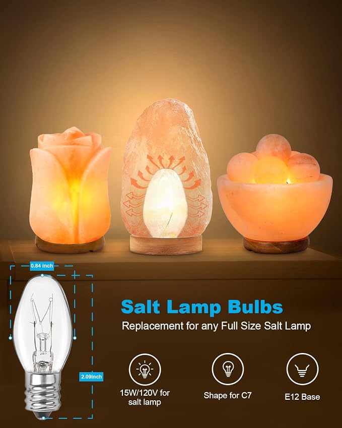 Salt Lamp Bulbs - 15 Watt Light Bulbs for Scentsy Wax Warmer - C7 Replacement Bulbs for Plug in Wax Diffuser- Warmwhite - Dimmable,15 Packs