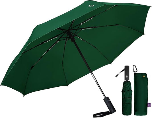 Windproof Travel Umbrella for Rain - 43" Compact Folding Umbrella, Reinforced Strong Frame, Lightweight Portable Parasol with UPF 100+ UV Sun Protection, Cruise Ship Essentials