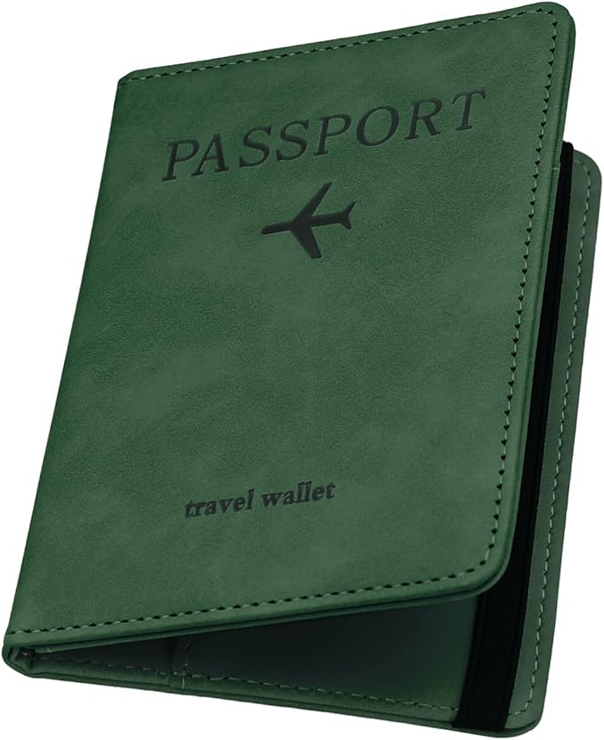 ILIYAH-Passport Cover-Passport Holder Travel Wallet-RFID Blocking Passport Case Travel Accessories Card Holder Wallet Unisex Travel Gifts (Green)